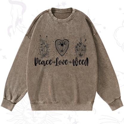 Purplehecate Peace Love Weed Washed Sweatshirt