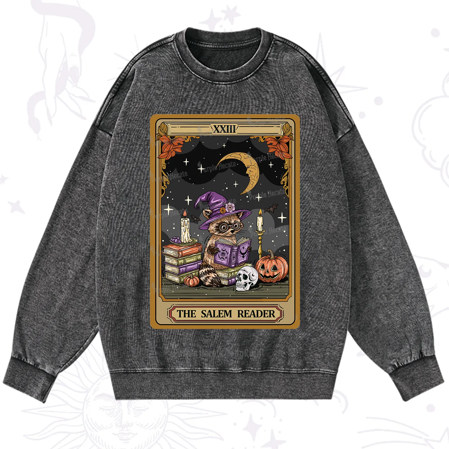 Purplehecate The Salem Reader Tarot Washed Sweatshirt