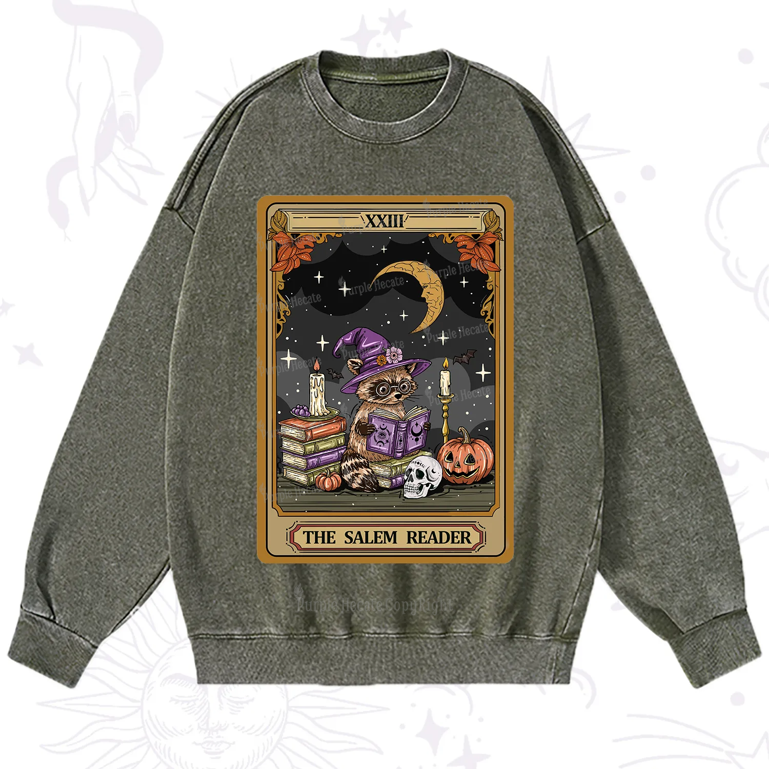 Purplehecate The Salem Reader Tarot Washed Sweatshirt