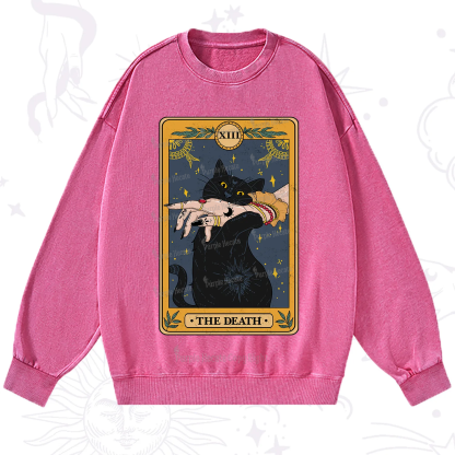 Purplehecate The Death Card Tarot Cat Washed Sweatshirt