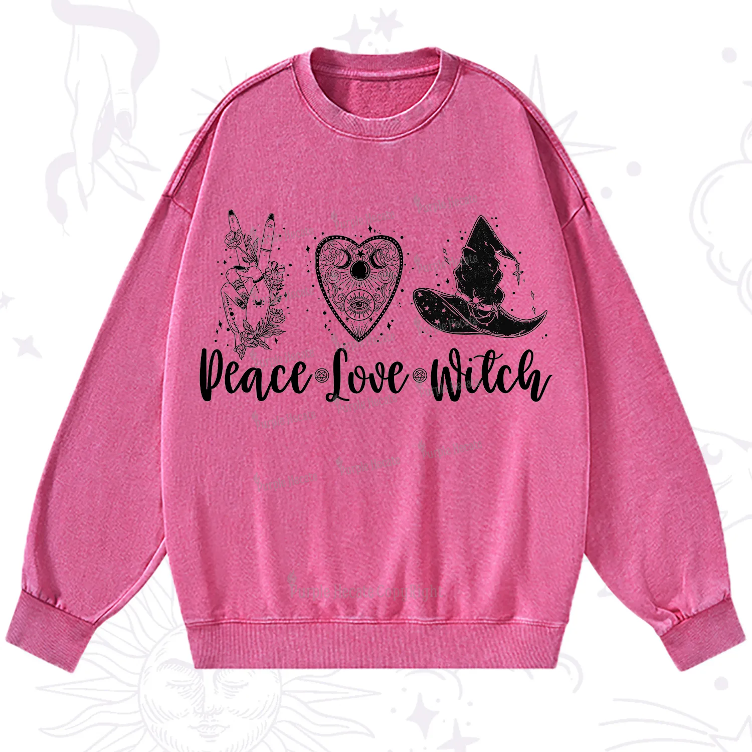 Purplehecate Peace Love Witch Washed Sweatshirt