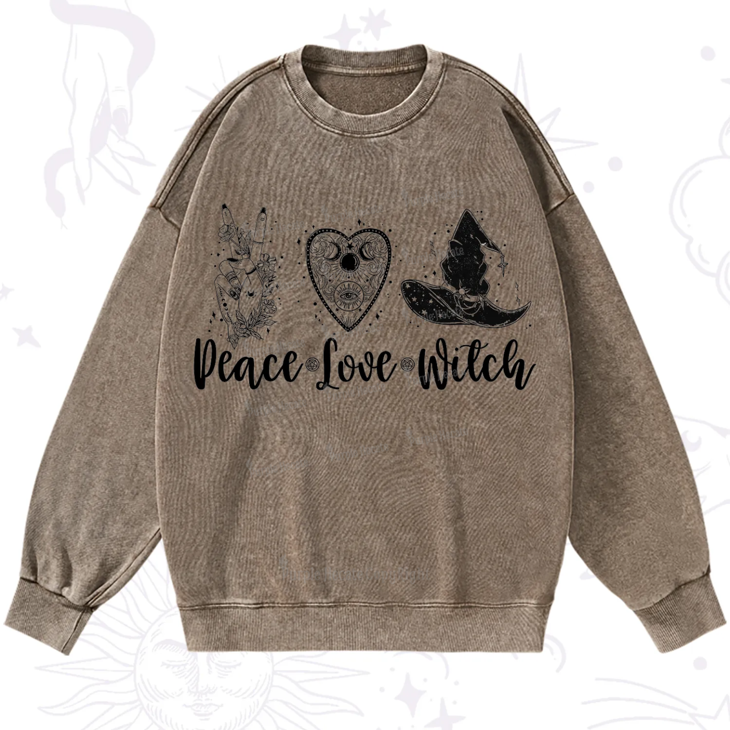 Purplehecate Peace Love Witch Washed Sweatshirt
