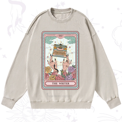 Purplehecate The Writer Tarot Card Washed Sweatshirt