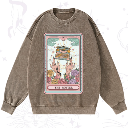 Purplehecate The Writer Tarot Card Washed Sweatshirt