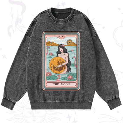 Purplehecate The Moon Goddess Tarot Washed Sweatshirt