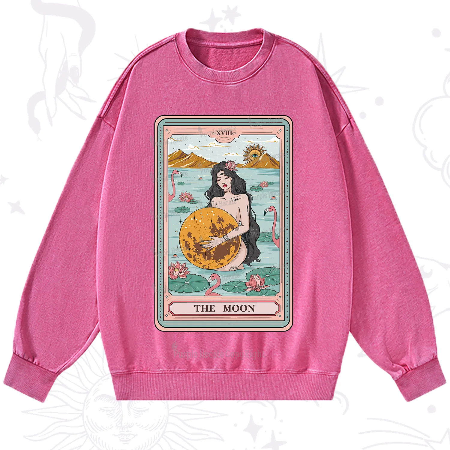 Purplehecate The Moon Goddess Tarot Washed Sweatshirt