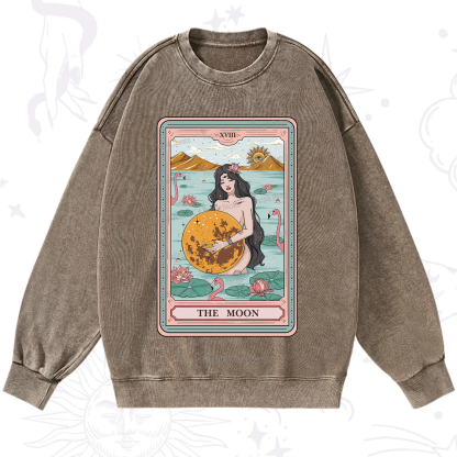 Purplehecate The Moon Goddess Tarot Washed Sweatshirt