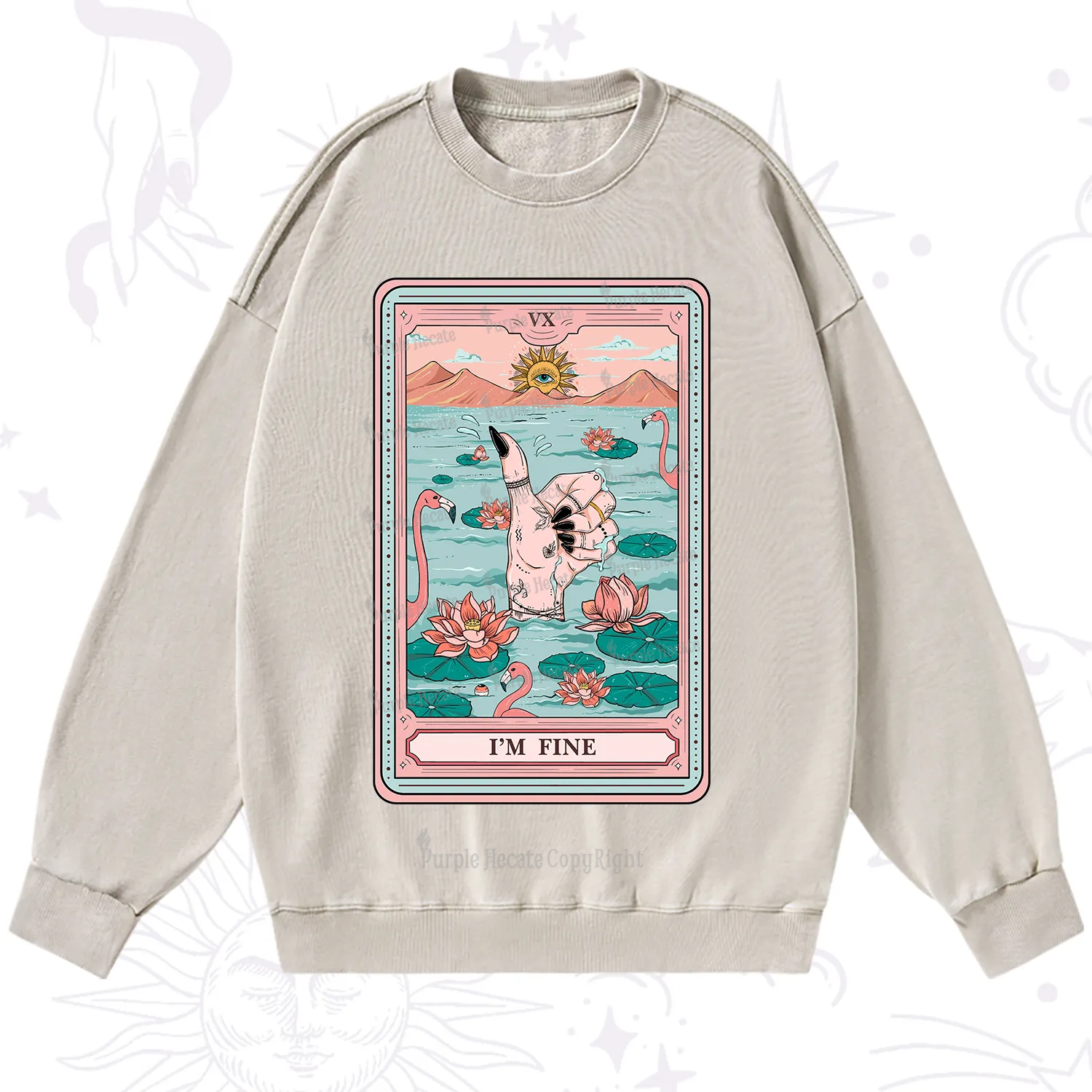 Purplehecate The I'm Fine Tarot Washed Sweatshirt