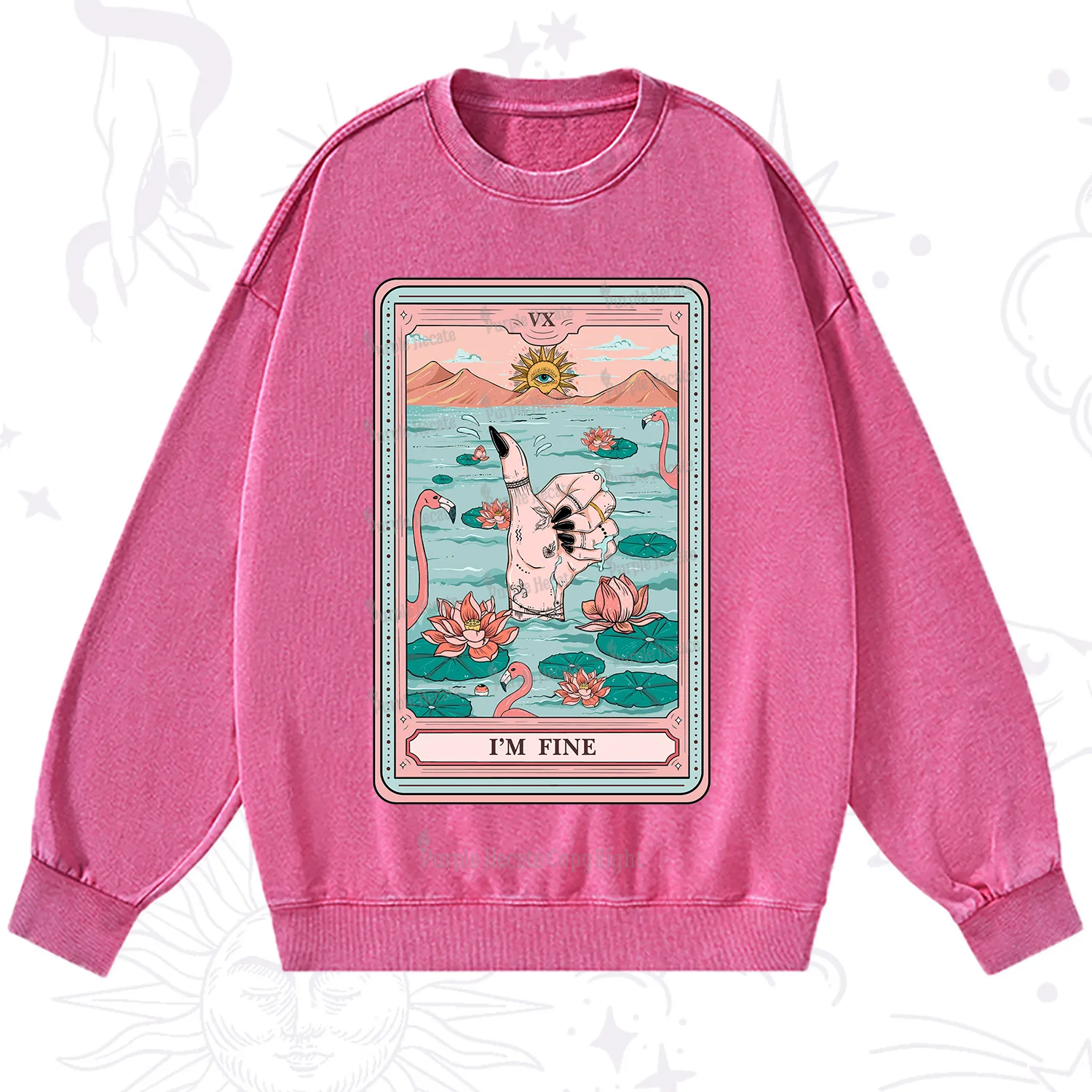 Purplehecate The I'm Fine Tarot Washed Sweatshirt