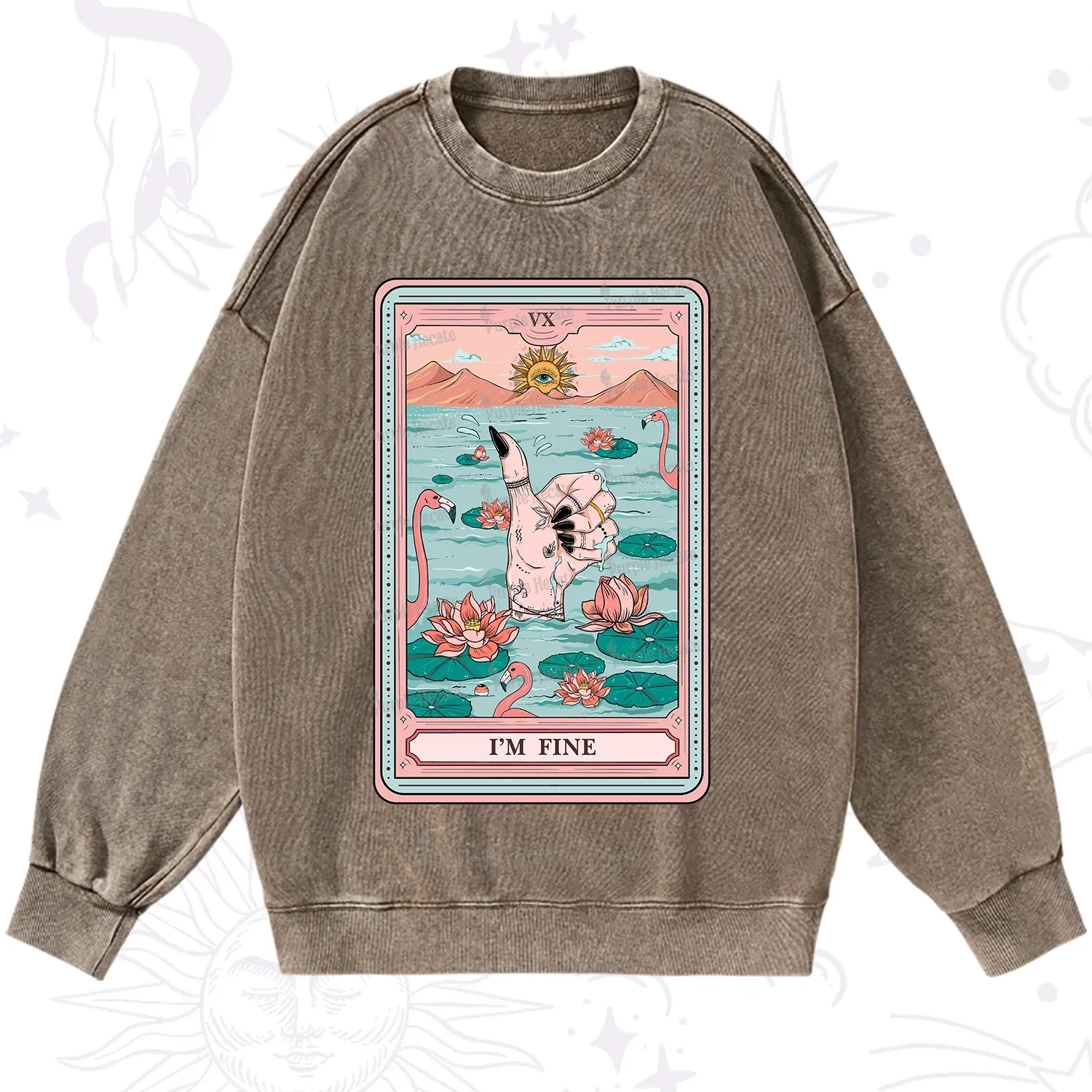 Purplehecate The I'm Fine Tarot Washed Sweatshirt