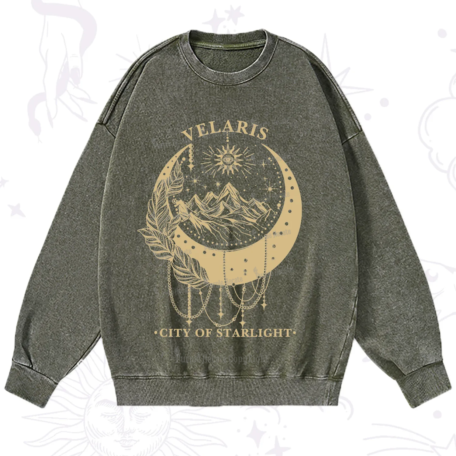 Purplehecate Moonlit Peaks of Starlight Washed Sweatshirt