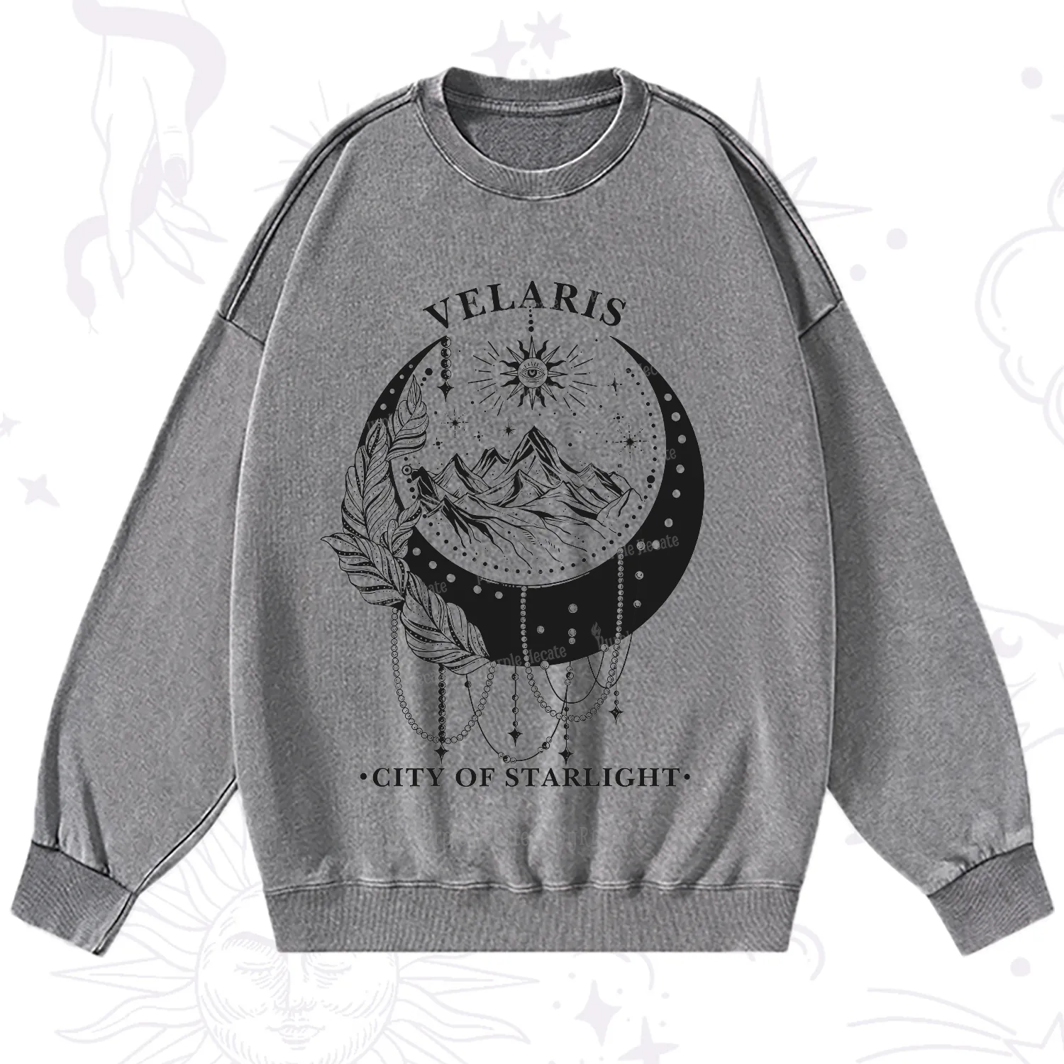 Purplehecate Moonlit Peaks of Starlight Washed Sweatshirt
