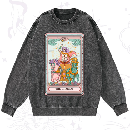 Purplehecate The Chariot Tarot Washed Sweatshirt