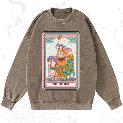 Purplehecate The Chariot Tarot Washed Sweatshirt