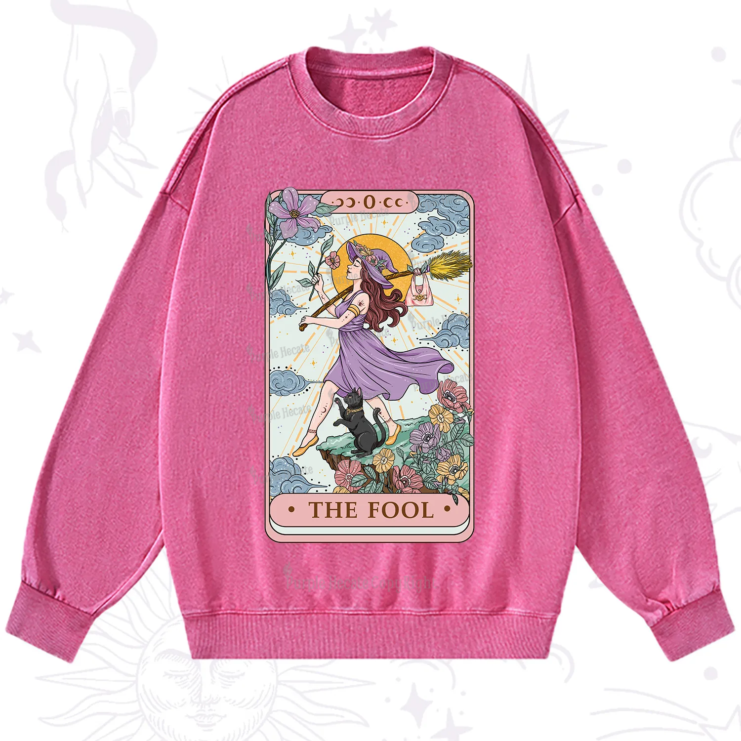 Purplehecate The Witchling Fool Tarot Washed Sweatshirt