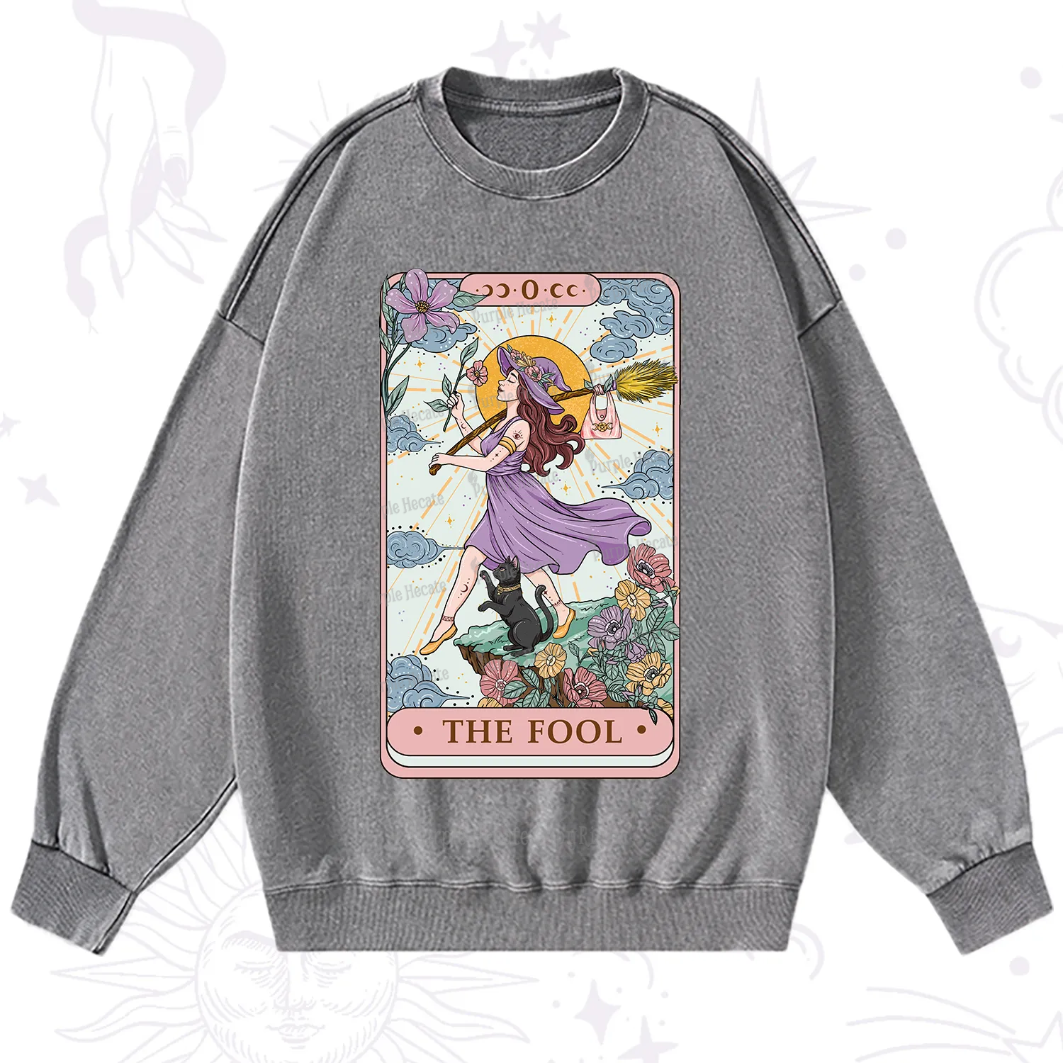 Purplehecate The Witchling Fool Tarot Washed Sweatshirt