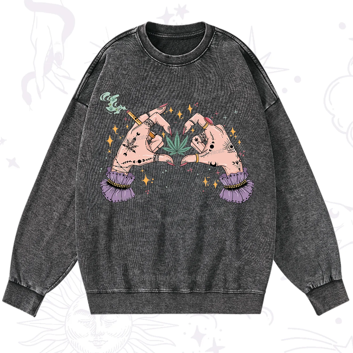 Purplehecate You're Never Alone If You Have Weed Washed Sweatshirt