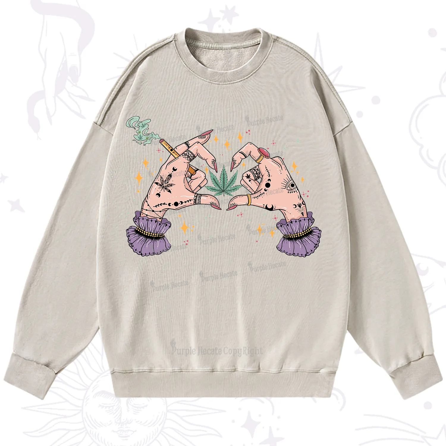 Purplehecate You're Never Alone If You Have Weed Washed Sweatshirt