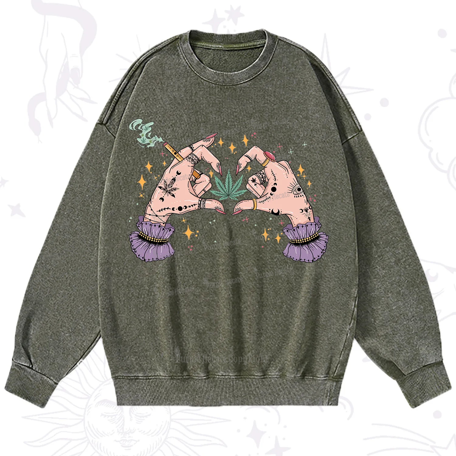 Purplehecate You're Never Alone If You Have Weed Washed Sweatshirt