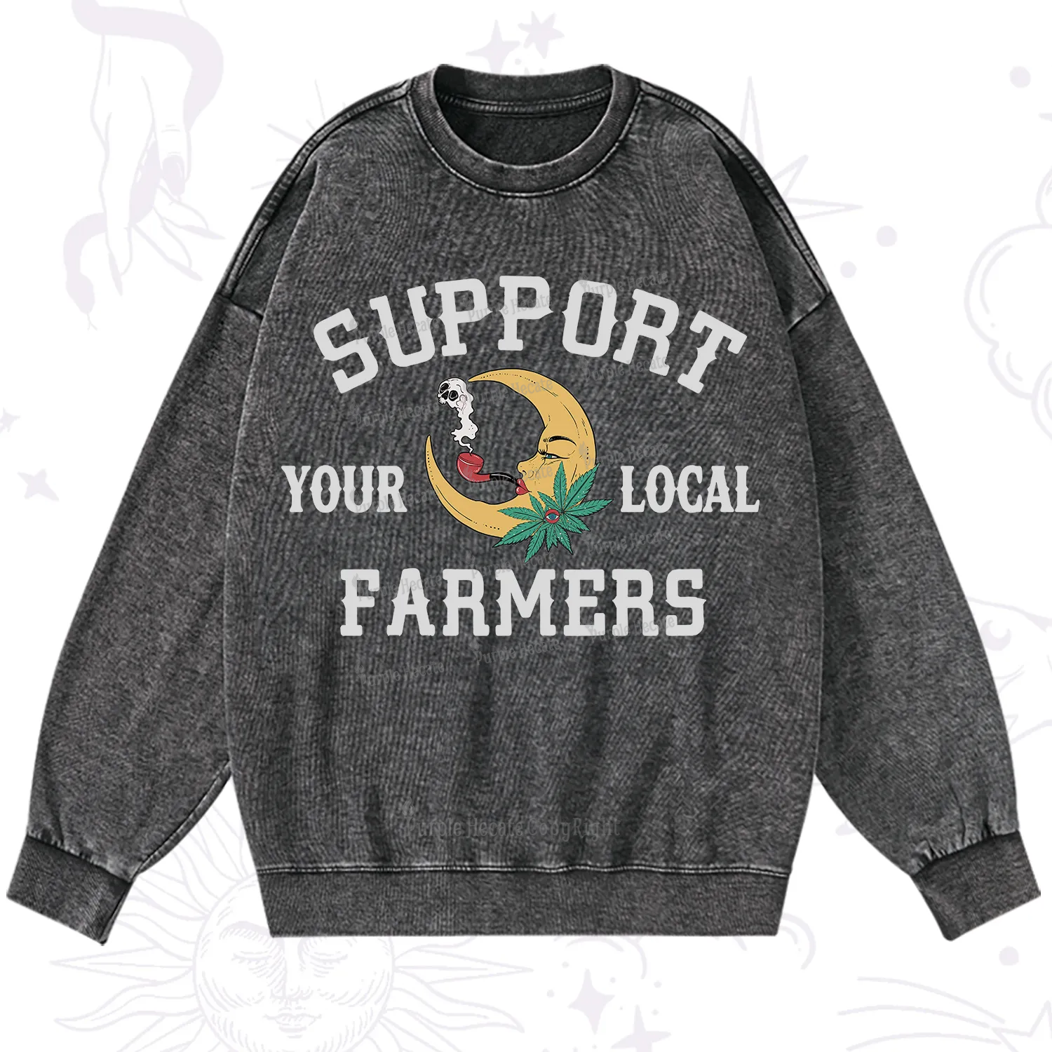 Purplehecate Support Your Local Farmer Washed Sweatshirt