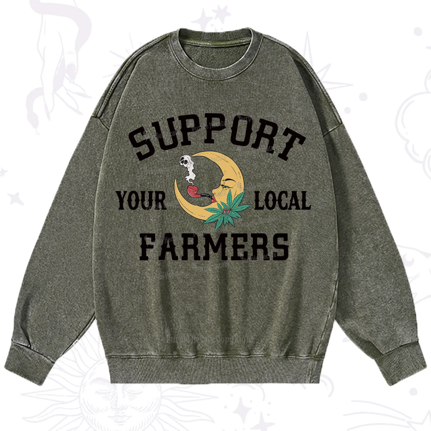 Purplehecate Support Your Local Farmer Washed Sweatshirt