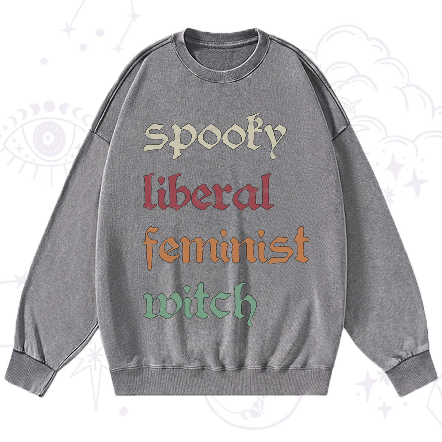 Purplehecate Spooky Liberal Feminist Witch Washed Sweatshirt