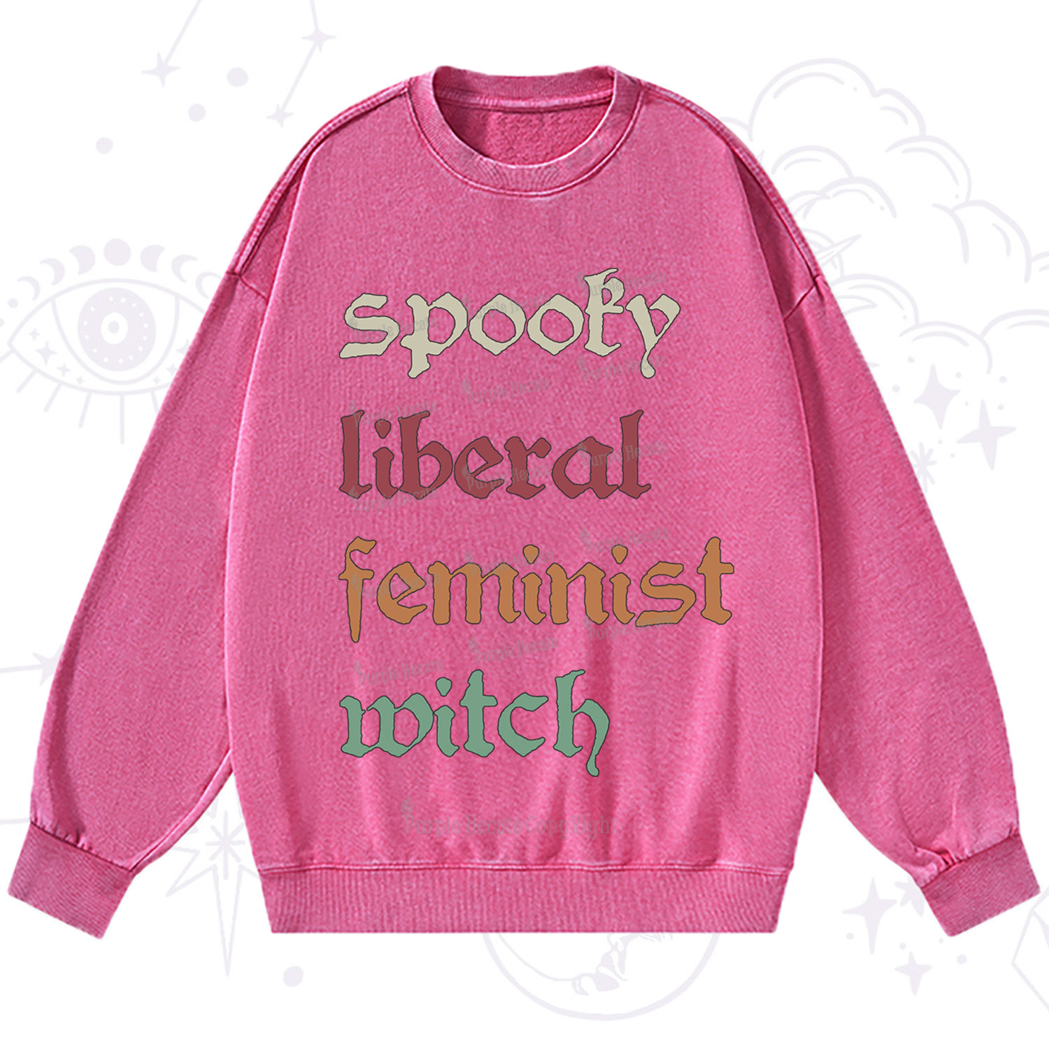 Purplehecate Spooky Liberal Feminist Witch Washed Sweatshirt