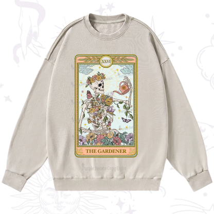 Purplehecate The Skeleton Gardener Tarot Washed Sweatshirt