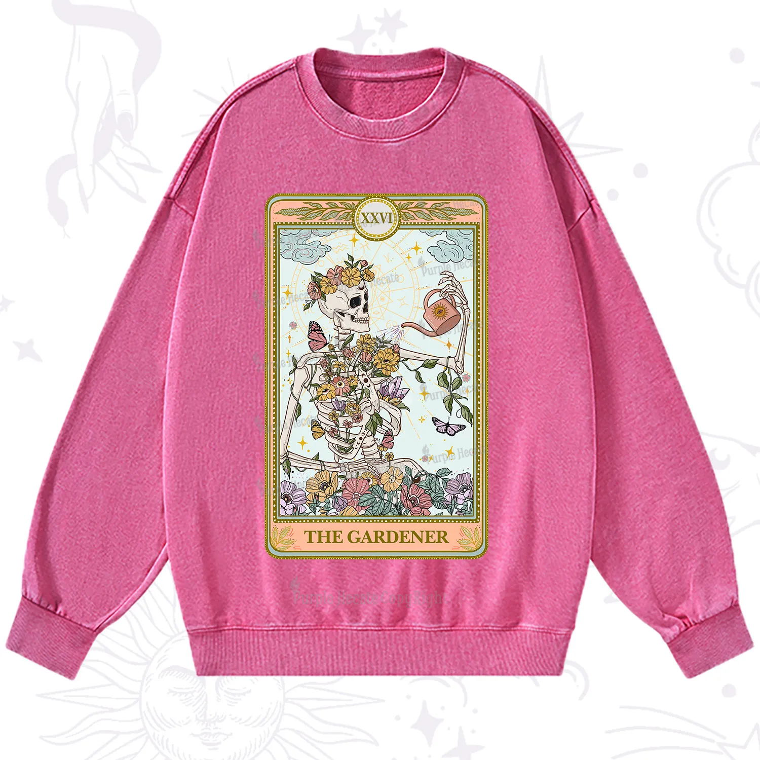 Purplehecate The Skeleton Gardener Tarot Washed Sweatshirt