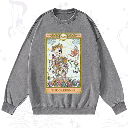 Purplehecate The Skeleton Gardener Tarot Washed Sweatshirt