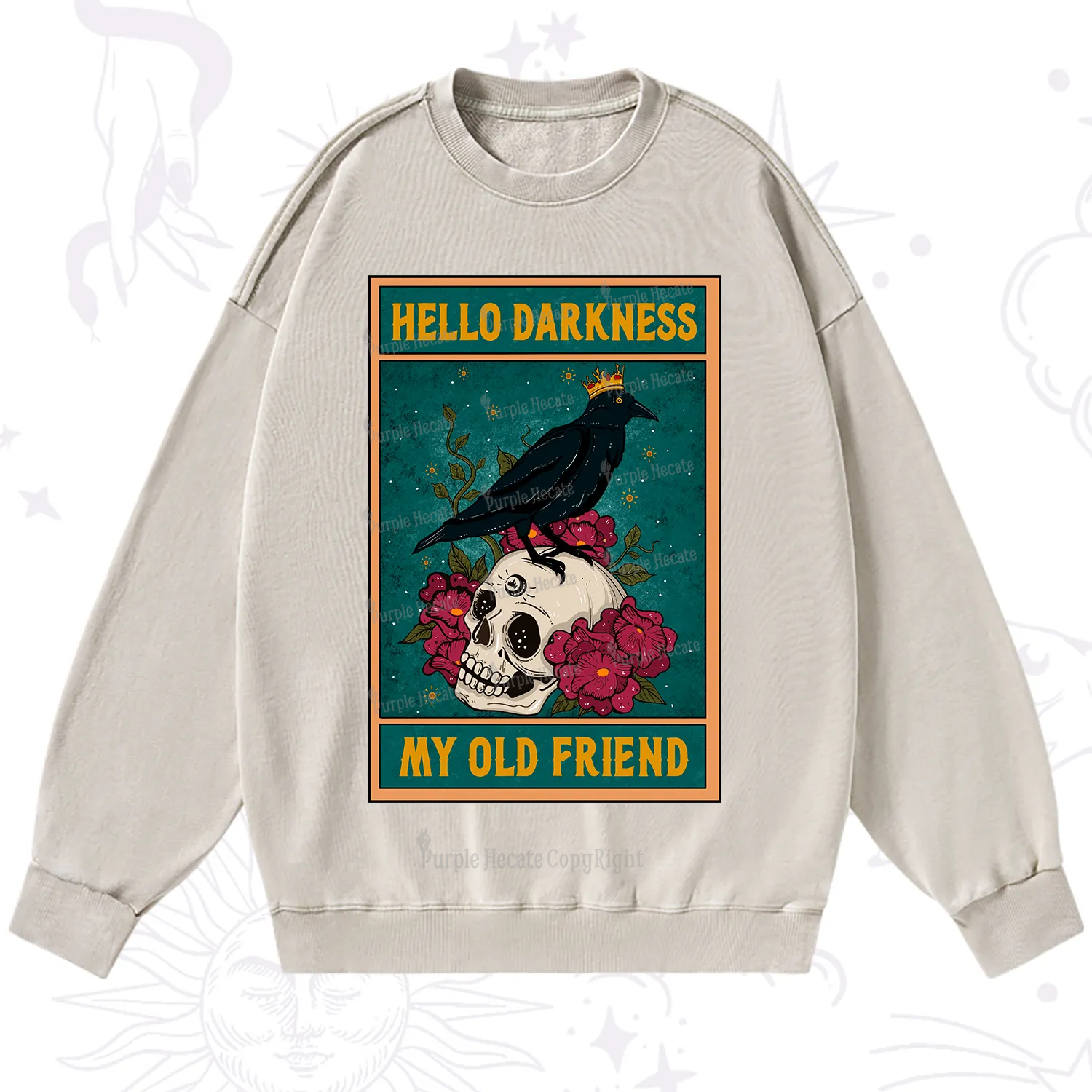 Purplehecate The Hello Darkness My Old Friend Oracle Card Washed Sweatshirt