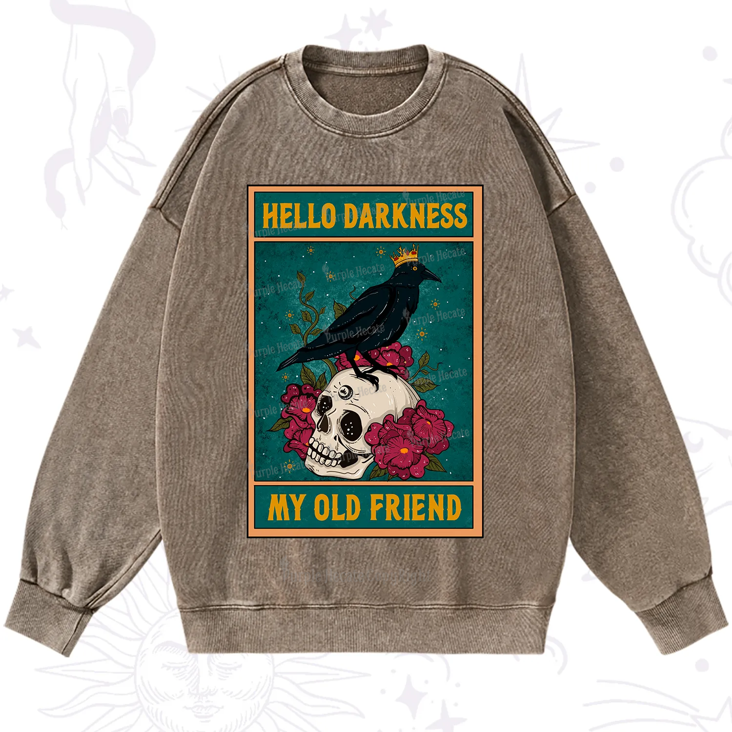 Purplehecate The Hello Darkness My Old Friend Oracle Card Washed Sweatshirt