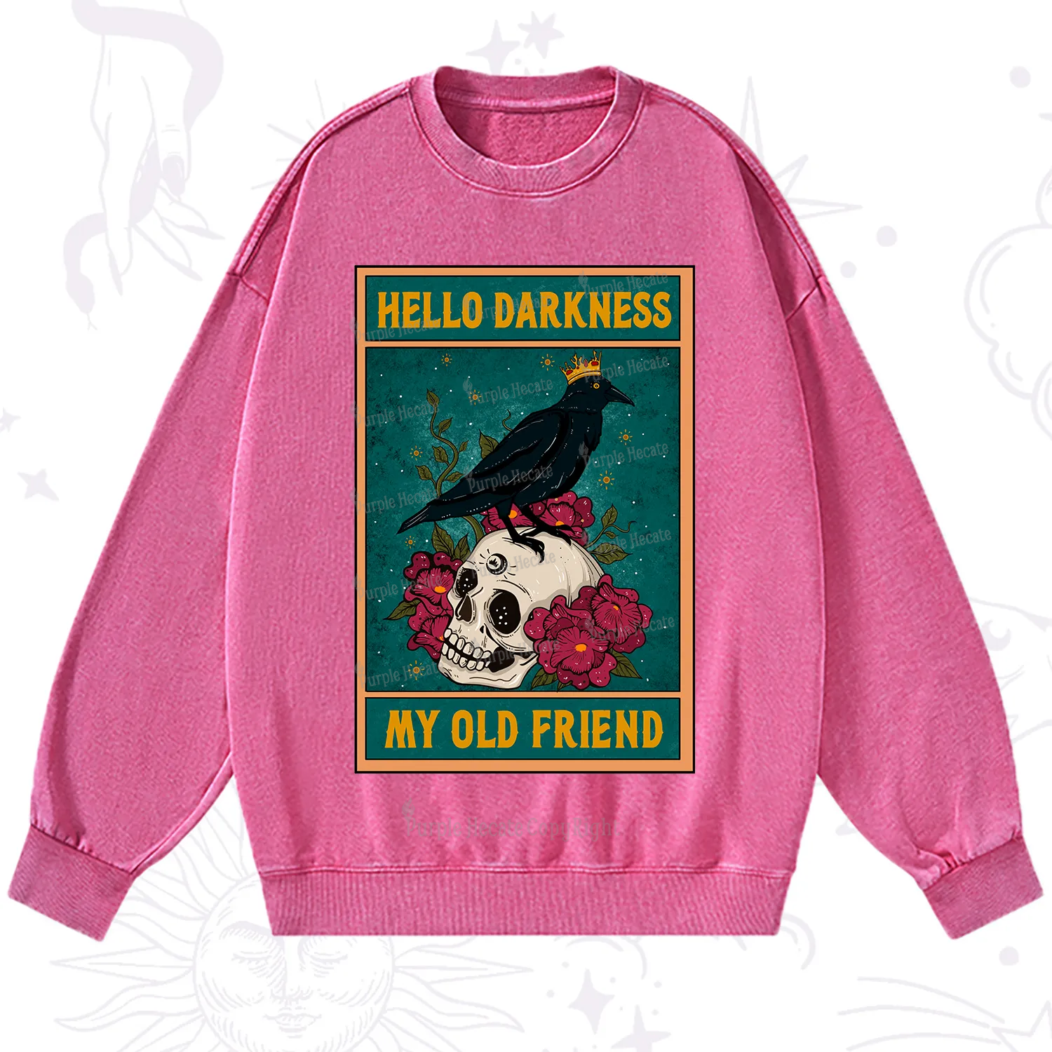 Purplehecate The Hello Darkness My Old Friend Oracle Card Washed Sweatshirt