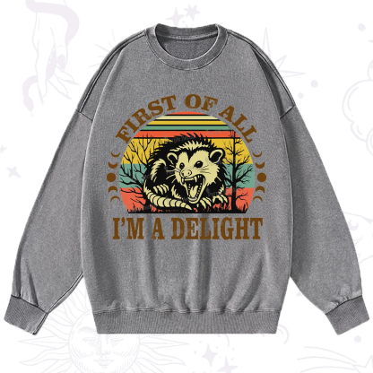 Purplehecate First Of All I'm A Delightful Opossum Washed Sweatshirt