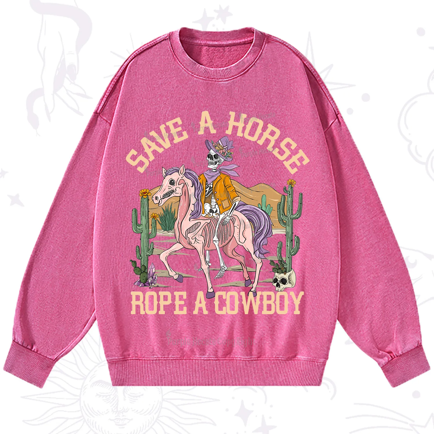 Purplehecate Save A Horse Rope A Cowboy Washed Sweatshirt