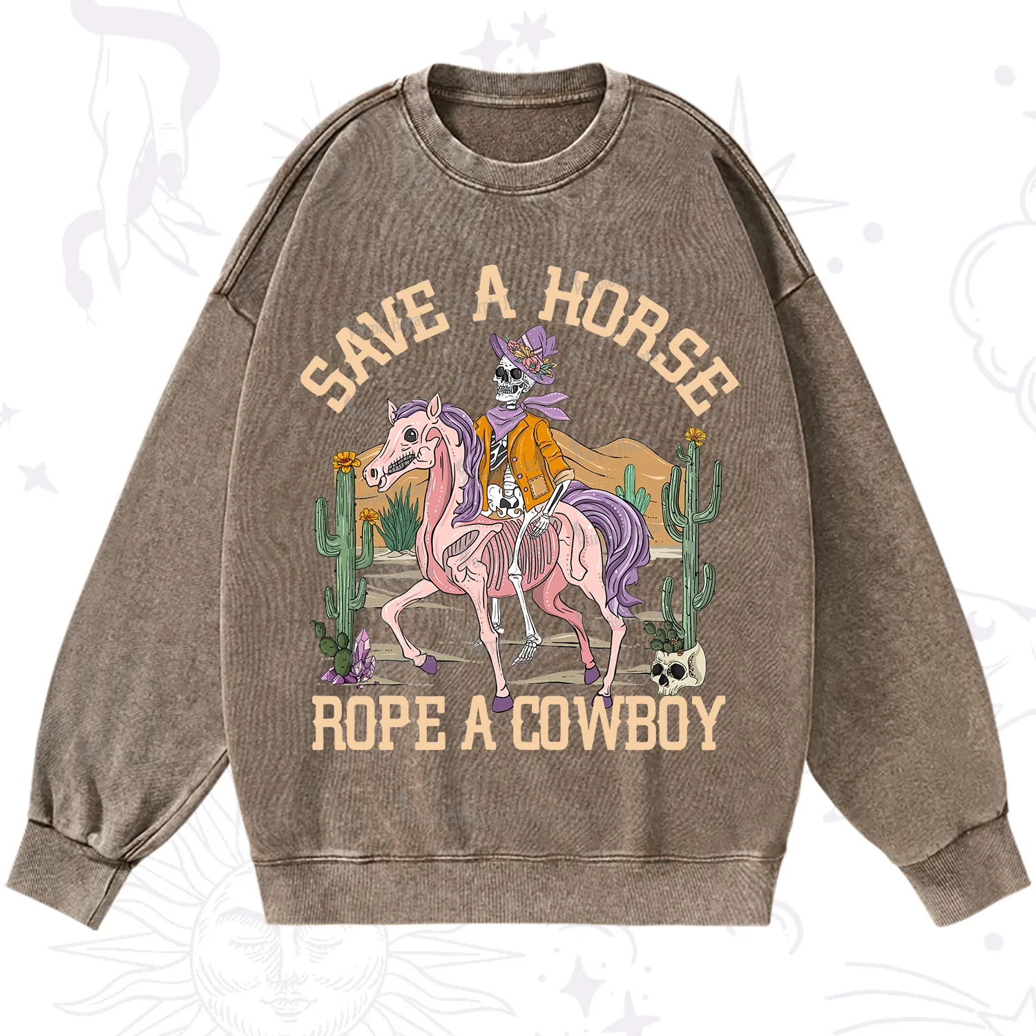 Purplehecate Save A Horse Rope A Cowboy Washed Sweatshirt