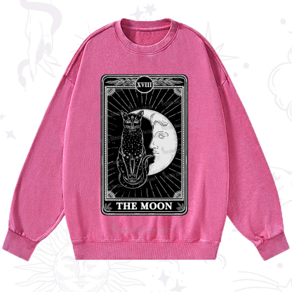 Purplehecate The Moon Tarot Card Washed Sweatshirt