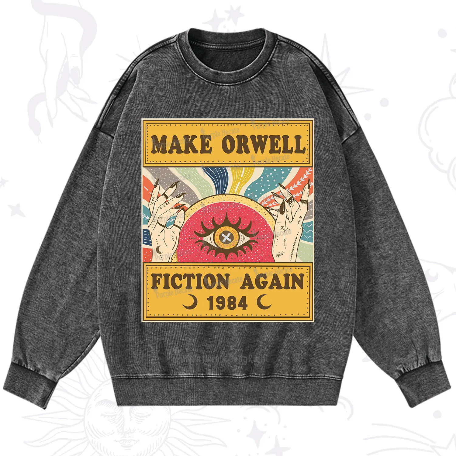 Purplehecate Make 1984 Fiction Again Washed Sweatshirt