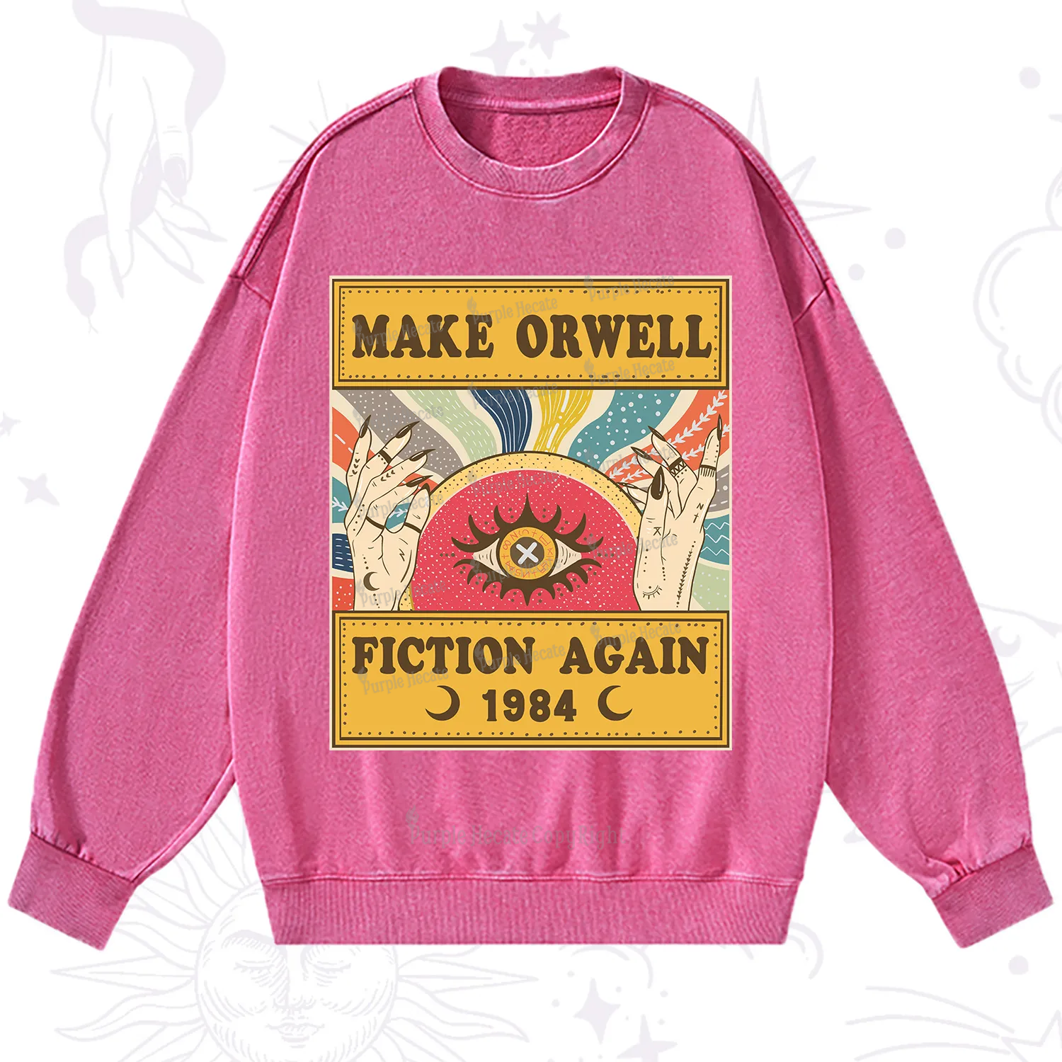 Purplehecate Make 1984 Fiction Again Washed Sweatshirt