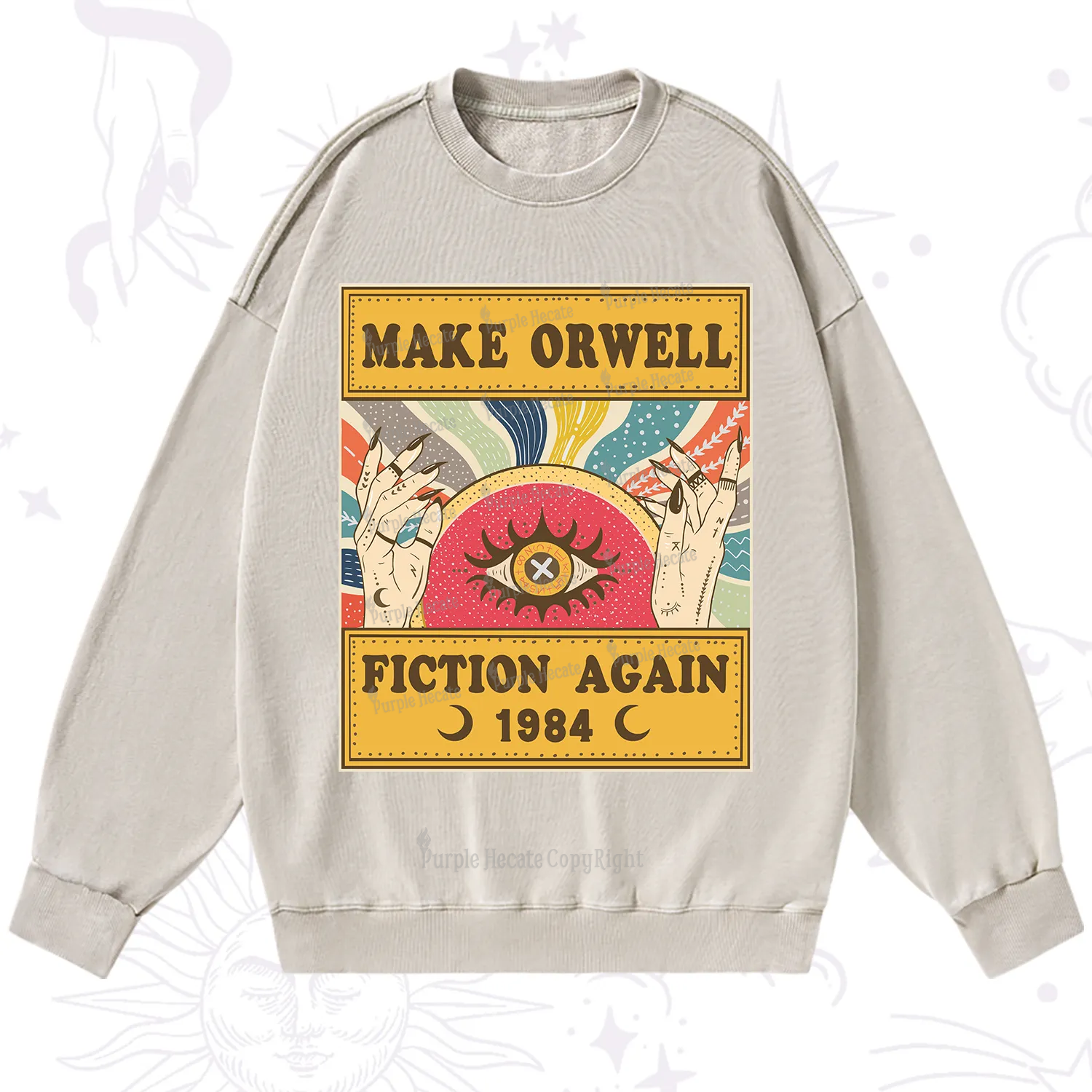 Purplehecate Make 1984 Fiction Again Washed Sweatshirt