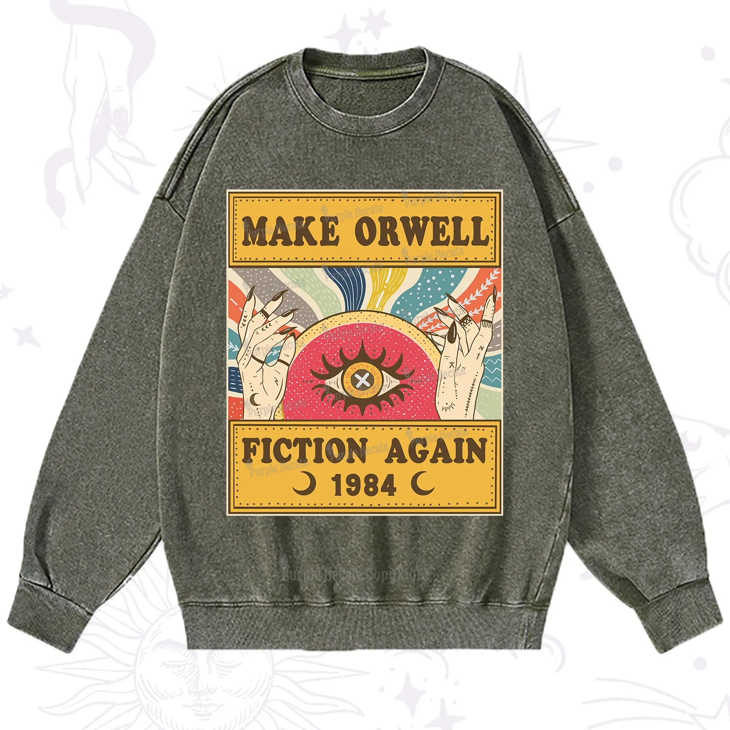 Purplehecate Make 1984 Fiction Again Washed Sweatshirt
