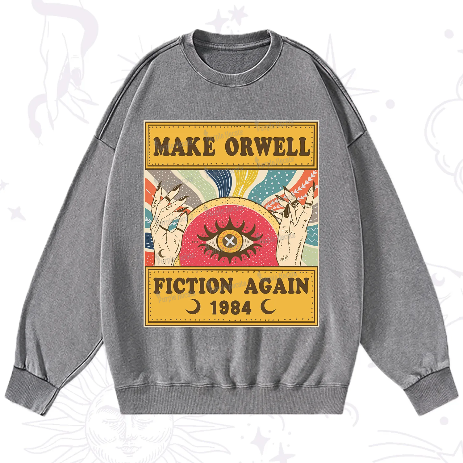Purplehecate Make 1984 Fiction Again Washed Sweatshirt