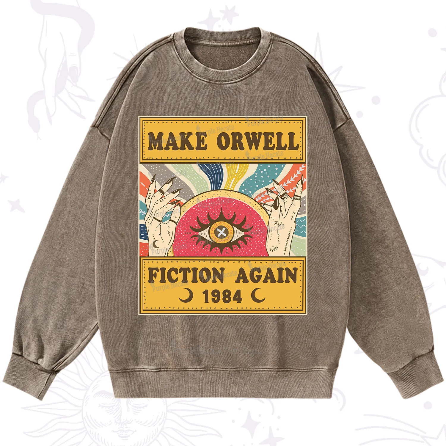 Purplehecate Make 1984 Fiction Again Washed Sweatshirt