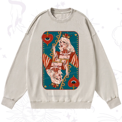 Purplehecate Mystic Queen of Hearts Washed Sweatshirt