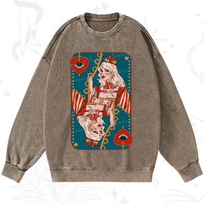 Purplehecate Mystic Queen of Hearts Washed Sweatshirt