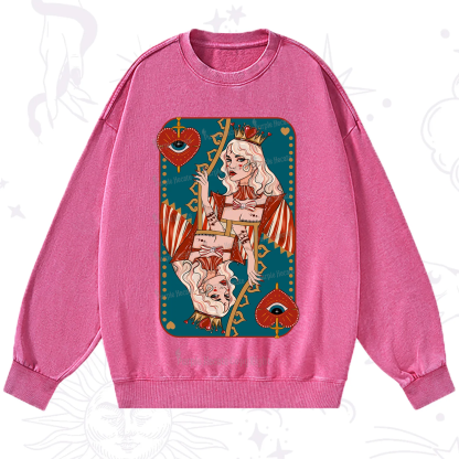 Purplehecate Mystic Queen of Hearts Washed Sweatshirt