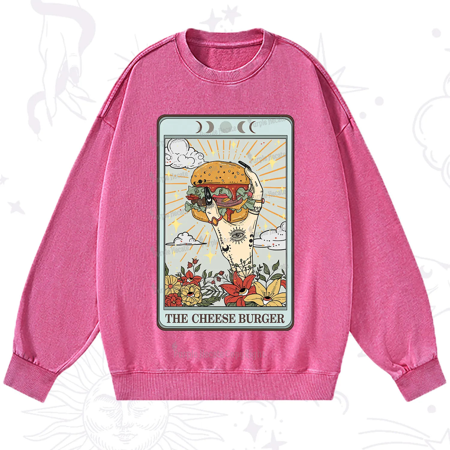 Purplehecate The Cheese Burger Tarot Washed Sweatshirt