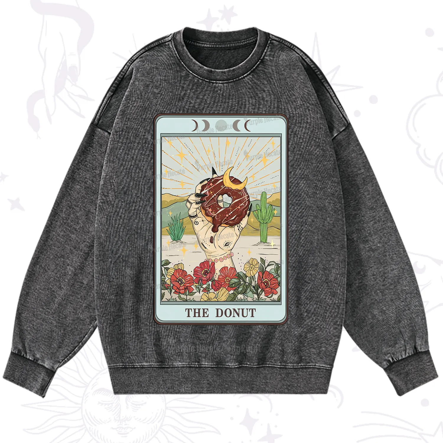 Purplehecate The Donut Tarot Washed Sweatshirt