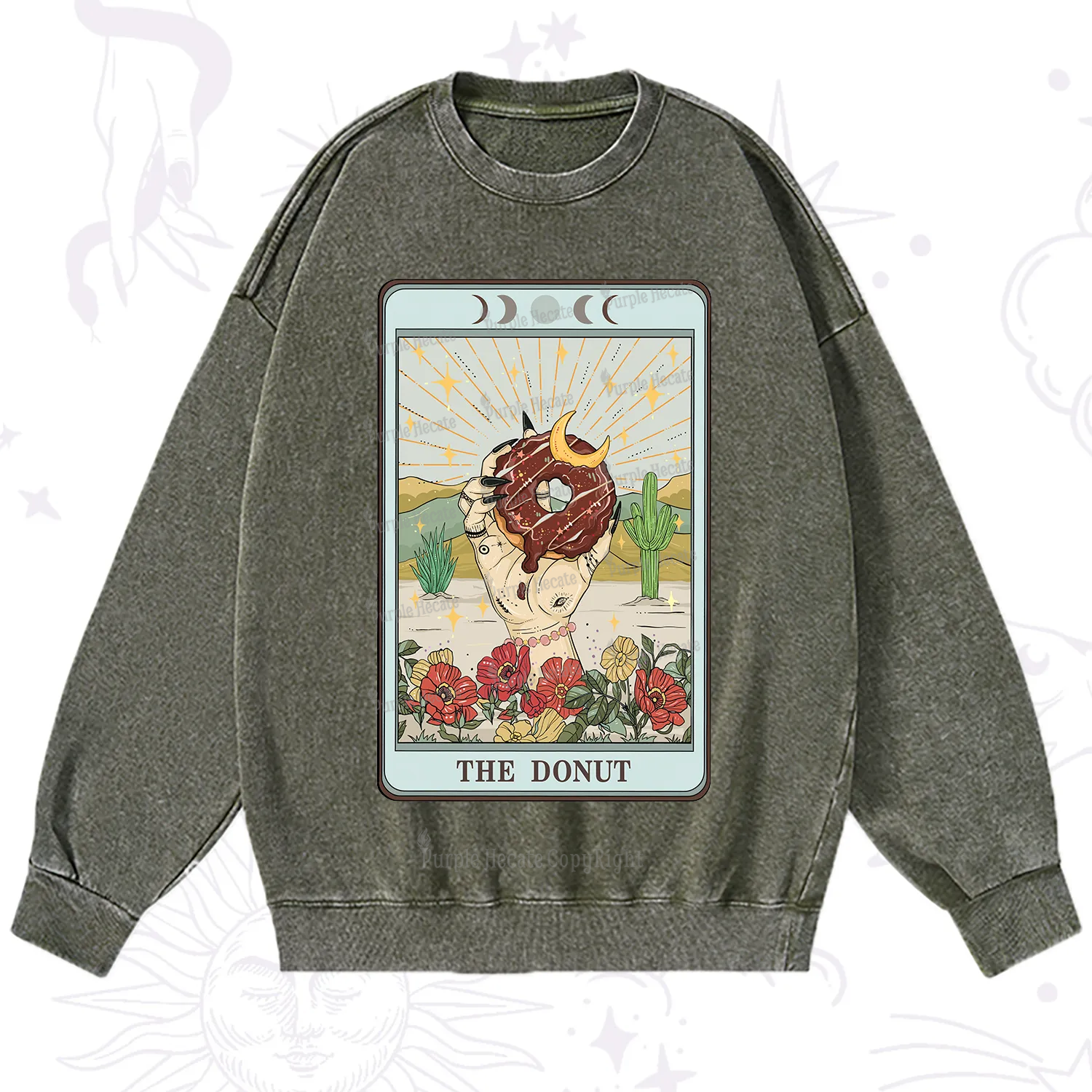 Purplehecate The Donut Tarot Washed Sweatshirt