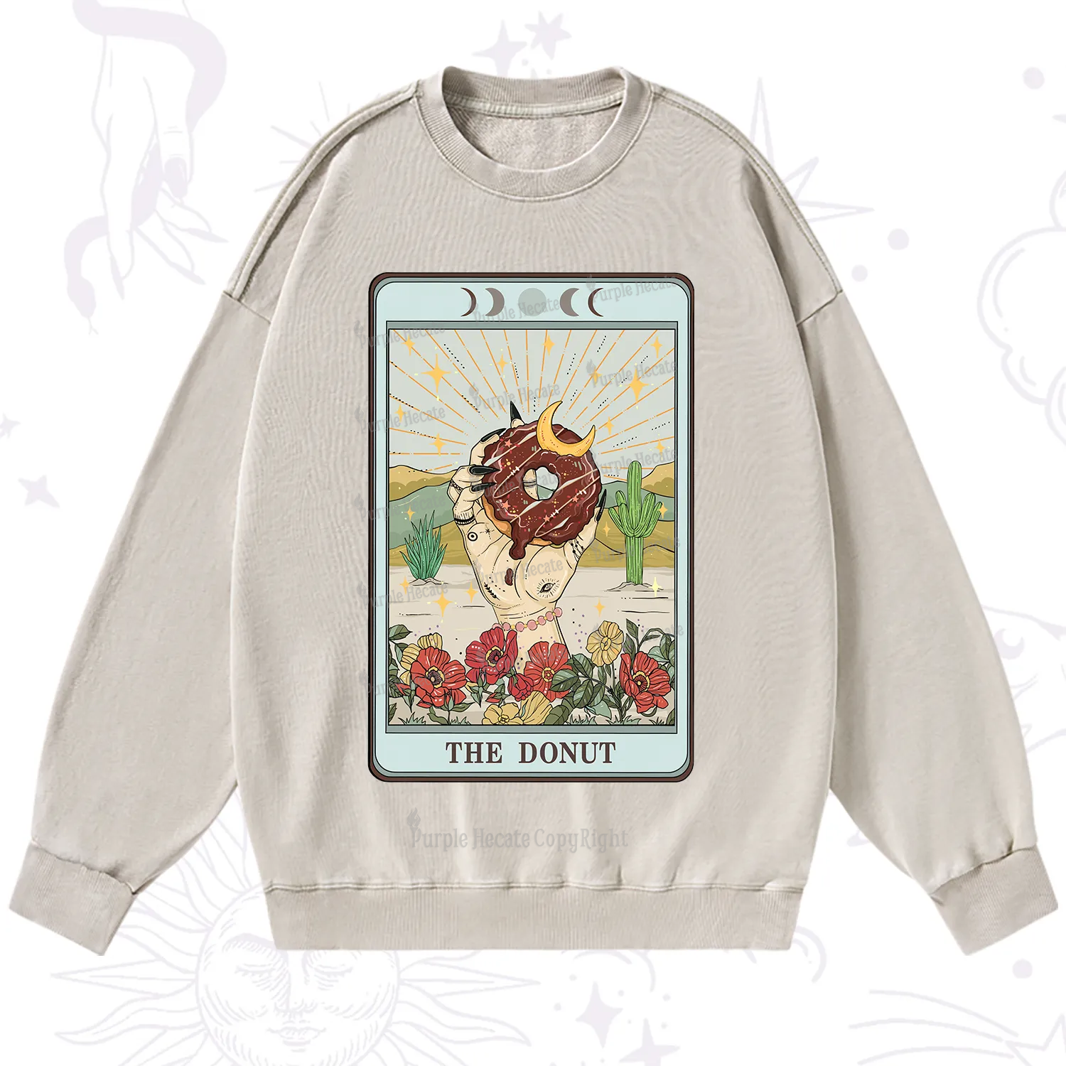 Purplehecate The Donut Tarot Washed Sweatshirt